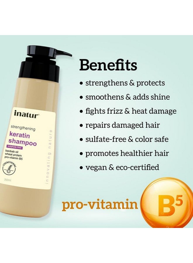 inatur Keratin Shampoo - Hair Strengthening, Frizz Control, Color Protection | With Baobab Oil, Wheat Protein, And Pro-Vitamin B5 | Sulfate-Free, Natural, Vegan, Cruelty-Free| 350ml - Image 4