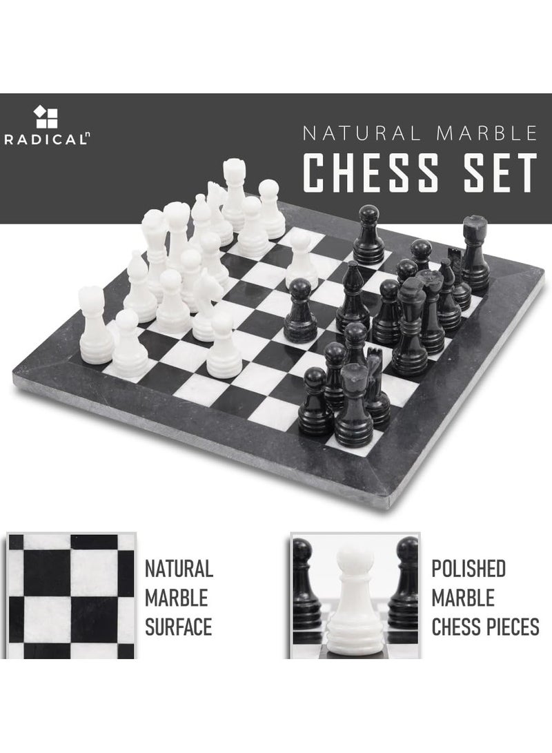 RADICALn Marble Chess Set 15" Inches Handmade Black and White Classic Board Game, Family Board Games for Adults, Luxury Marble Chess Board & Chess Pieces for Gifts - Image 2
