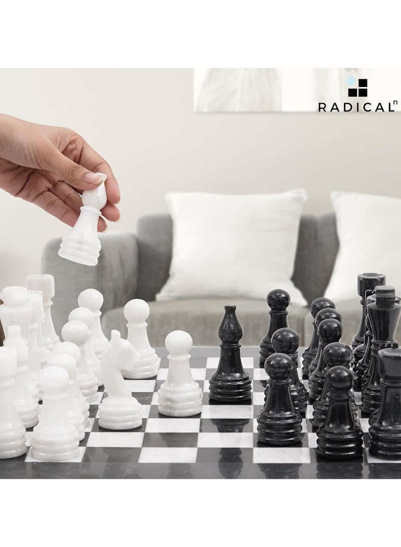 RADICALn Marble Chess Set 15" Inches Handmade Black and White Classic Board Game, Family Board Games for Adults, Luxury Marble Chess Board & Chess Pieces for Gifts - Image 3