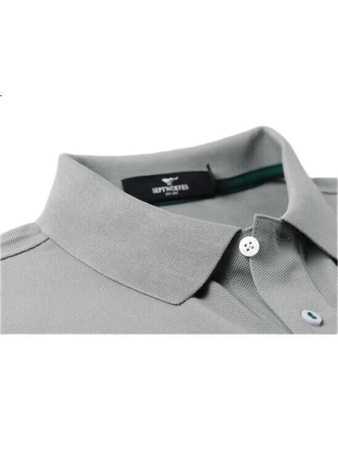 Septwolves [Cooling And Color-Fixing] Short-Sleeve T-Shirt For Men, Antibacterial, Turn-Down Collar, Business Casual, Solid Color, Multi-Color, Small Wolf Logo Polo - Image 2