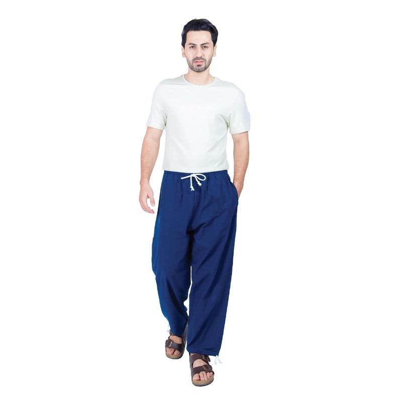 CandyHusky Baggy Sweatpants Men Cotton, Drawstring Lounge Pants, Relaxed Fit, Ideal for Comfort Blue 4XL - Image 3