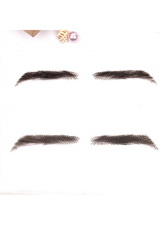 CliCling 100% Human Hair False Brows for Men and Women Re-Usable Lace Base Fake Eyebrows Black Color (MM-A3) - Image 4