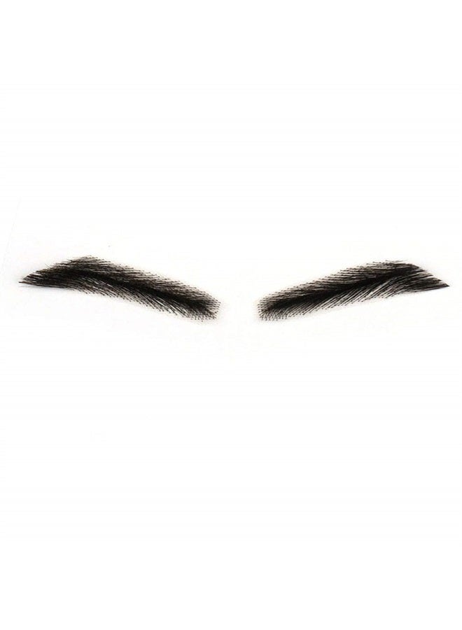 CliCling 100% Human Hair False Brows for Men and Women Re-Usable Lace Base Fake Eyebrows Black Color (MM-A3) - Image 1
