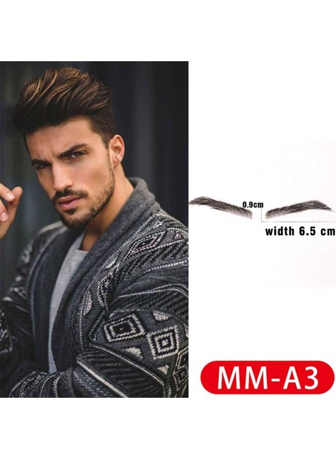 CliCling 100% Human Hair False Brows for Men and Women Re-Usable Lace Base Fake Eyebrows Black Color (MM-A3) - Image 2