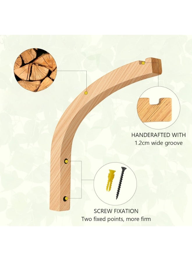 general Two wooden wall hooks, indoor plant hooks, wall-mounted plant hooks, suitable for flower pots, lanterns, flower stands, wind chimes, etc., wood grain color. - Image 3