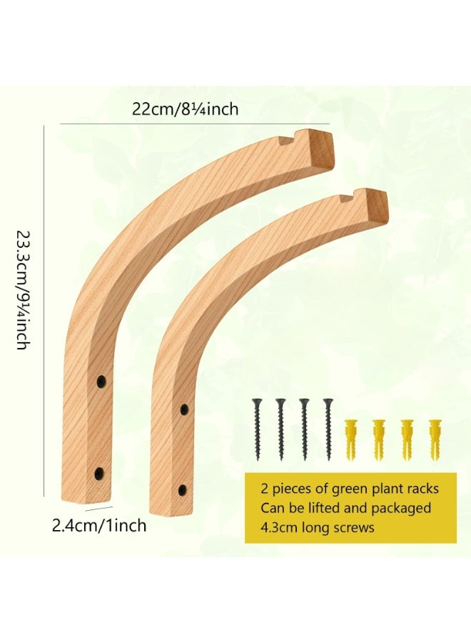general Two wooden wall hooks, indoor plant hooks, wall-mounted plant hooks, suitable for flower pots, lanterns, flower stands, wind chimes, etc., wood grain color. - Image 2