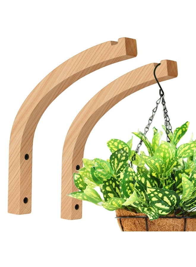 general Two wooden wall hooks, indoor plant hooks, wall-mounted plant hooks, suitable for flower pots, lanterns, flower stands, wind chimes, etc., wood grain color. - Image 1