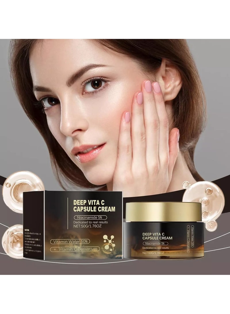 EELHOE كريم وجه كبسولات فيتامين سي العميق، كريم مرطب للوجه، للعناية بإشراقة البشرة، وعلاج التصبغات، لترطيب مشع - Image 3