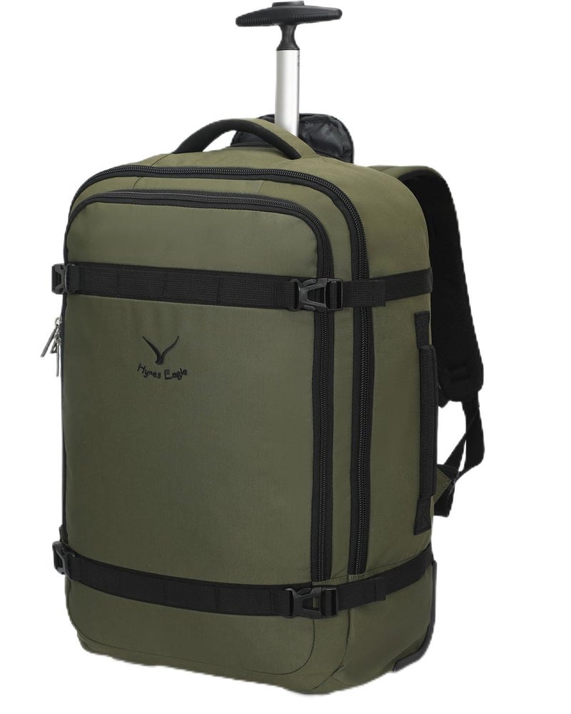 Hynes Eagle Rolling Backpack 42L Backpack with Wheels Airline Approved Carry on Luggage Laptop Travel Suitcase Bag for Women Men Dark Green - Image 1