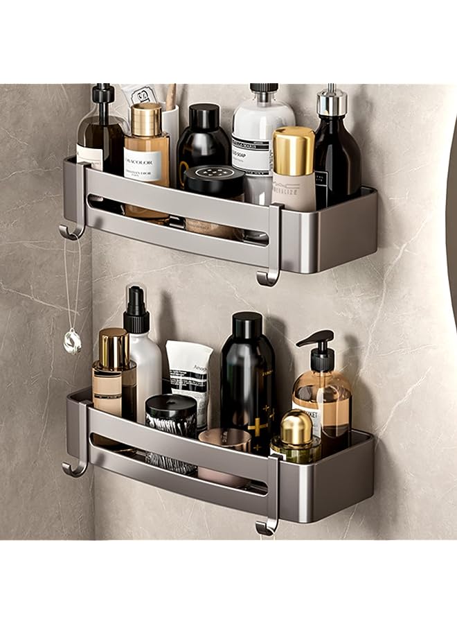 vesus Bathroom Shelves Wall Mounted Shower Caddy Rustproof Shower Rustproof Titanium Alloy Shower Organizer Racks for Bathroom Kitchen (Small 2 Pack)  - Image 1