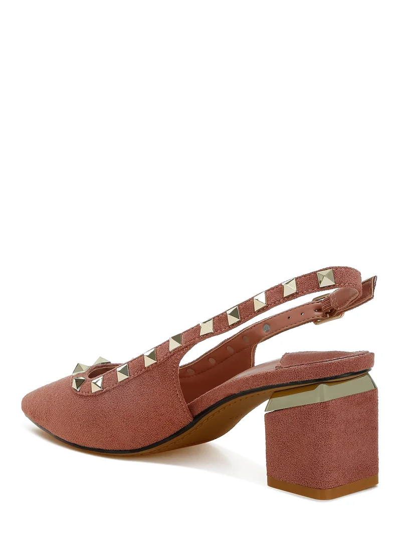 London Rag Stud Emebllished Microfiber Sandals in Brown