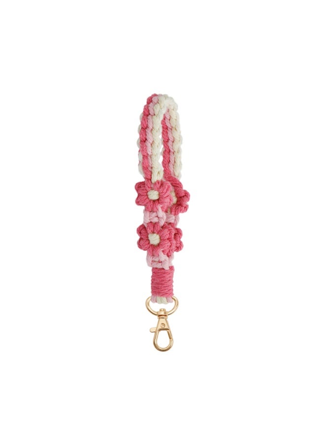 NIBEMINENT Beaded Phone Lanyard, Anti Lost Removable Wrist Strap, Hand Weaving Daisy Bracelet Pendant, Phone Keychain Lanyard,K68619/Rose Color