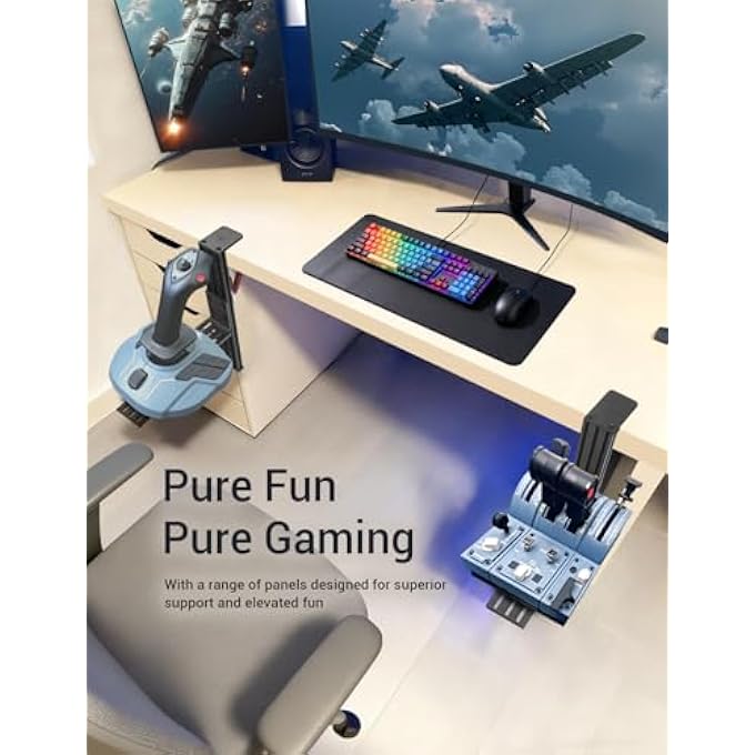 rayihni Â€Œ2ER-SET METALL SCHREIBTISCHHALTERUNG KOMPATIBEL MIT LOGITECH X52/X52 PRO/X56/X56 RHINO HOTAS, THRUSTMASTER SOL-R2/ SIMTASK FARMSTICK/T. FLIGHT/HOTAS WARTHOG/T.16000M/WINWING ORION, VKB, VPC HOTAS - Image 2