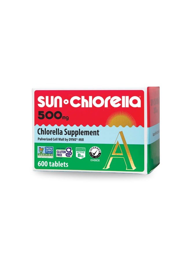 Sun Chlorella 500mg Whole Body Wellness Green Algae Superfood Supplement - Immune Defense, Gut Health, Natural Purification, Energy Boost - Chlorophyll, B12, Iron, Protein - Non-GMO - 600 Tablets - Image 1