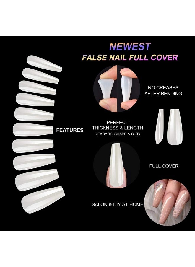 NXJ INFILILA NXJ INFILILA Coffin Nails Tips Full Cover Nail Tips 500pcs Press on Nails Ballerina Nails Fake Nails Artificial Nails 10 Sizes with Case for Acrylic nail Salons and DIY  - Image 3