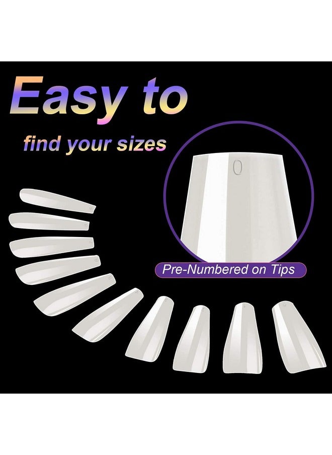 NXJ INFILILA NXJ INFILILA Coffin Nails Tips Full Cover Nail Tips 500pcs Press on Nails Ballerina Nails Fake Nails Artificial Nails 10 Sizes with Case for Acrylic nail Salons and DIY  - Image 4