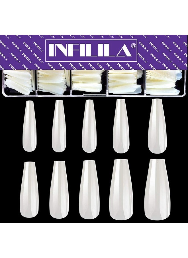 NXJ INFILILA NXJ INFILILA Coffin Nails Tips Full Cover Nail Tips 500pcs Press on Nails Ballerina Nails Fake Nails Artificial Nails 10 Sizes with Case for Acrylic nail Salons and DIY  - Image 1