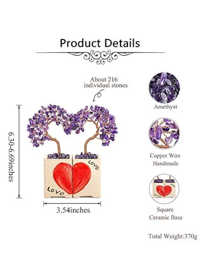 Arabest Handmade Amethyst Heart Crystal Tree Duo for Home Office Wedding Ceremony Valentines Day Birthday Gift  - Image 5