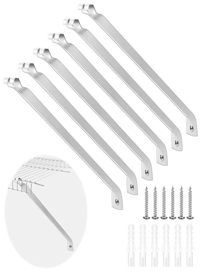 Innconee 6 Pcs 12 Inch Support Brackets for Wire Shelving Wire Shelf Brackets Closet Shelf Brackets with Anchors and Pins for Installation Wire Shelving Support Brackets for Closet Wire - Image 1