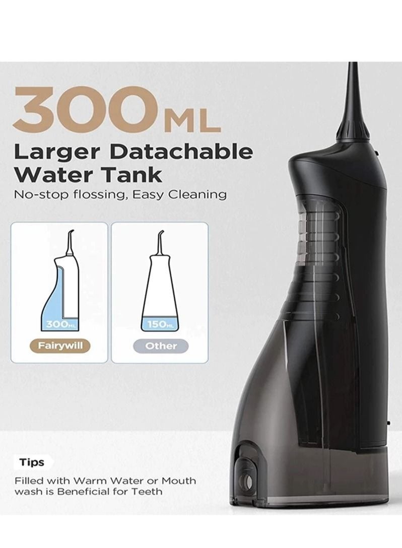 Fairywill Portable Oral Irrigator USB Rechargeable Dental Water Flosser Jet Irrigator Dental Teeth Cleaner 3 Modes 300ML - Image 2