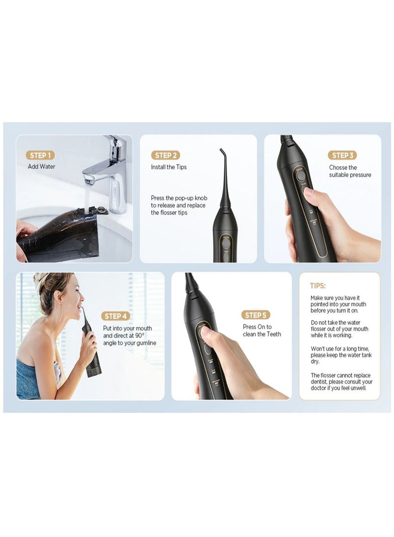 Fairywill Portable Oral Irrigator USB Rechargeable Dental Water Flosser Jet Irrigator Dental Teeth Cleaner 3 Modes 300ML - Image 5