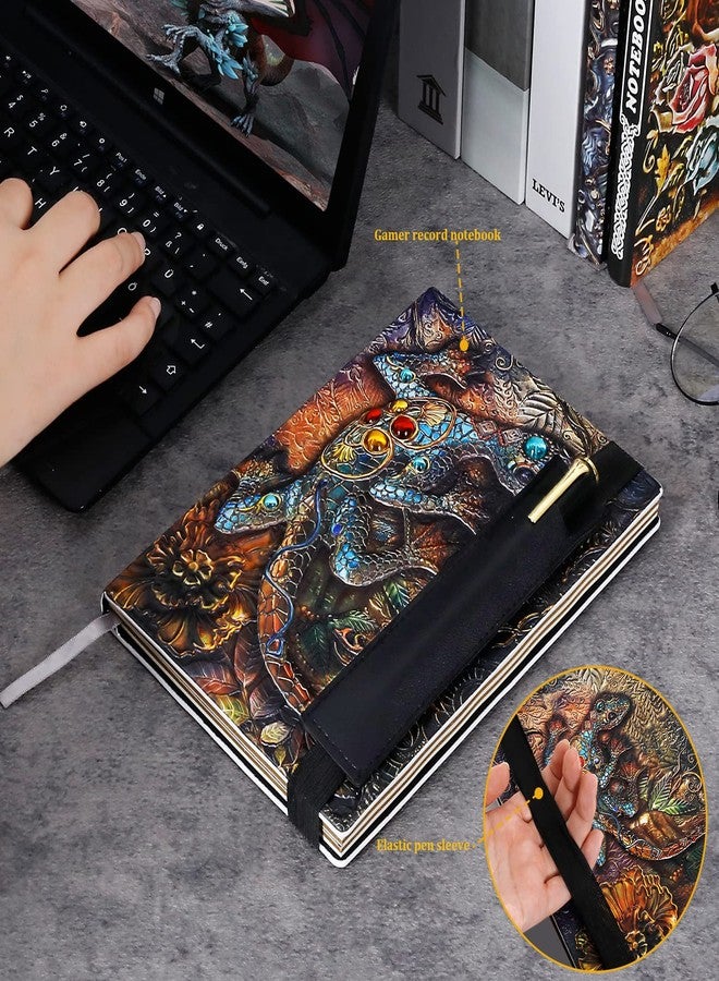 FEIDIAO Vintage Lizard Embossed Leather Notebook DND Notebook Travel Journal with Ballpoint Pen and Pen Sleeve,PU Leather Journal,Handmade A5 Diary,Writing Notebook Gift for Men&Women (Lizard) - Image 2