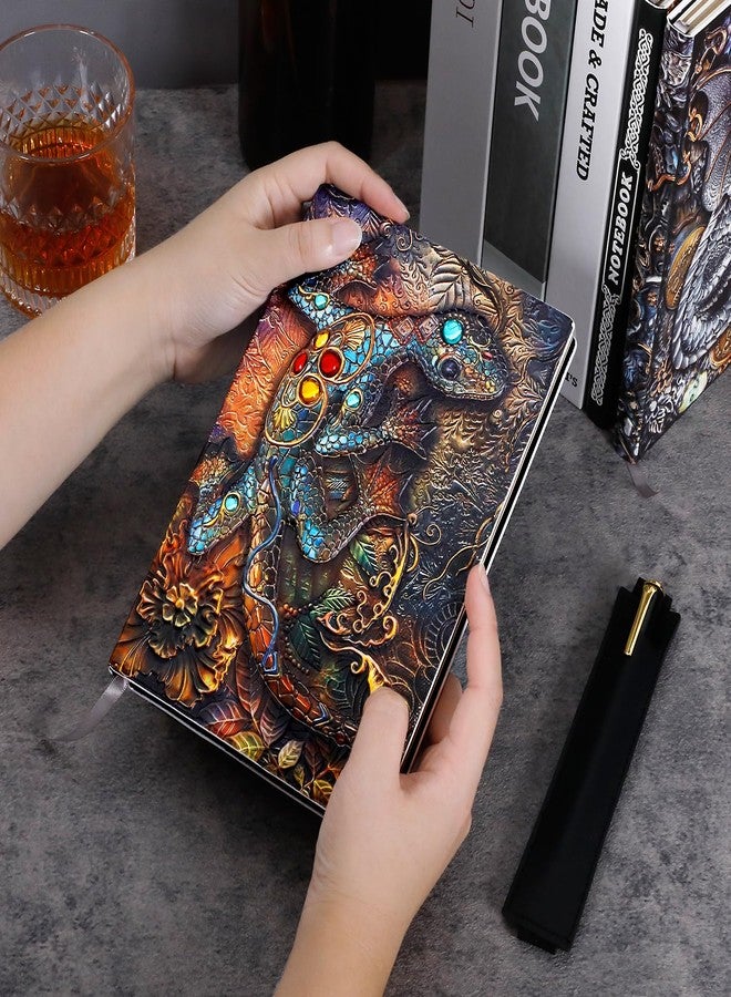 FEIDIAO Vintage Lizard Embossed Leather Notebook DND Notebook Travel Journal with Ballpoint Pen and Pen Sleeve,PU Leather Journal,Handmade A5 Diary,Writing Notebook Gift for Men&Women (Lizard) - Image 5