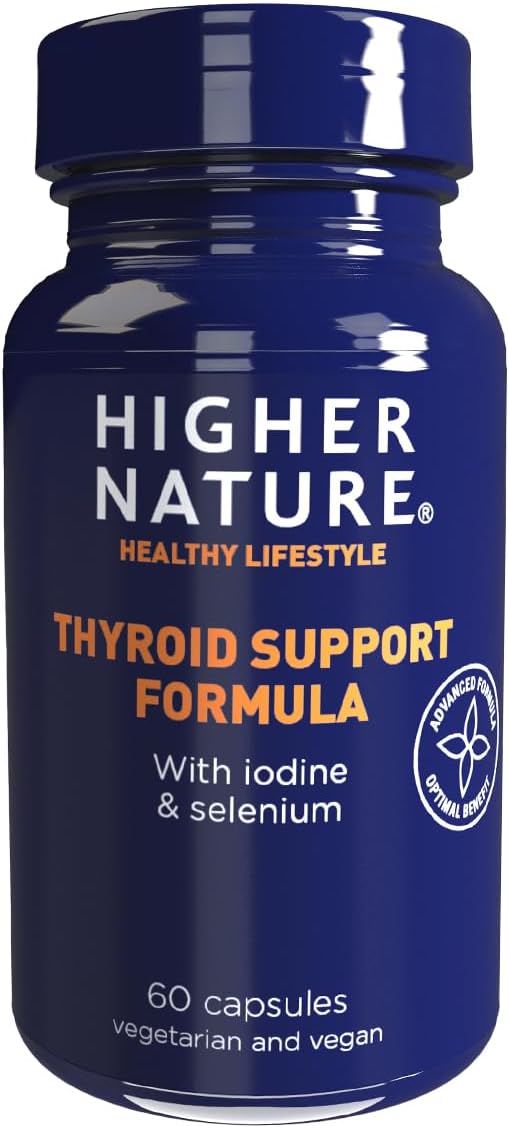 Higher Nature Thyroid Support Formula with Iodine Selenium Thyroid Support Supplement Vegetarian Vegan 60 Capsules - Image 1