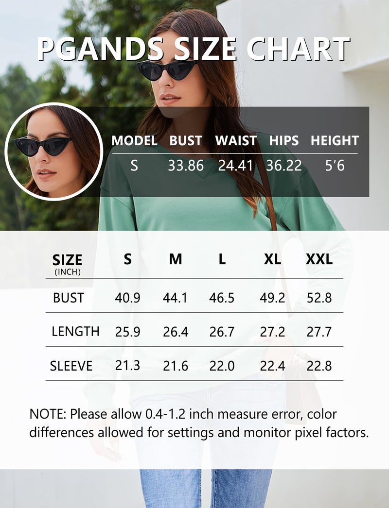 PGANDS Women's Crew Neck Sweatshirts Long Sleeve Cute Loose Casual Pullover Tops - Image 5