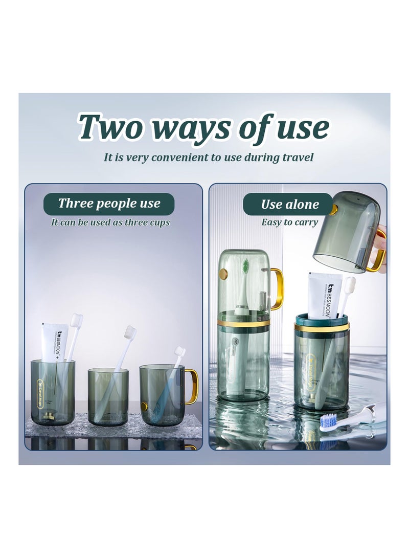 SYOSI 3-in-1 Travel Toothbrush Case, Hygienic Toothbrush Storage Case Travel-Friendly Toothbrush and Toothpaste Box Portable Oral Care Travel Case for Business Trip, Camping, Travel or Daily Use (Green) - Image 4