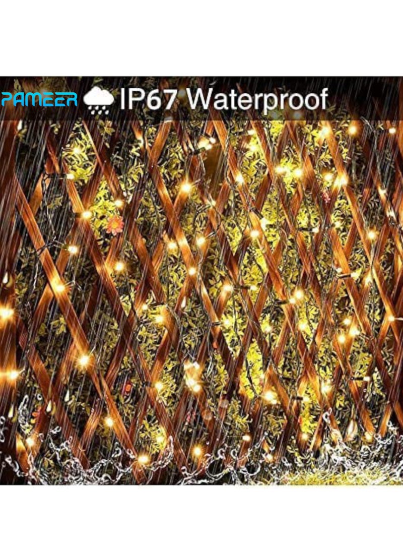 بامير سلسلة أضواء LED بيضاء دافئة بسلك أسود بطول 95 قدمًا، 298 سلسلة LED شريط LED للديكور المنزلي لعيد الميلاد وعيد رمضان وديوالي، وصندوق تزيين حفلات الزفاف بزر التحكم في 8 أوضاع - Image 5