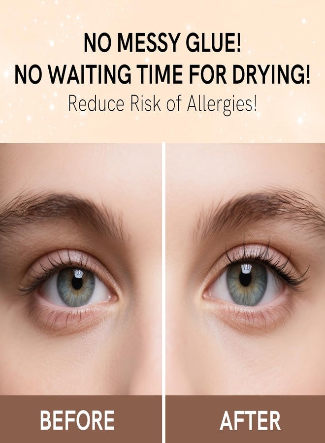 SIMER Self Adhesive Lash Clusters Kit Natural Press-On Lashes No Glue Needed 9-12mm Wispy Reusable No Residue Pre Glued Eyelash Clusters C Curl DIY Eyelash Extensions with Lash Tweezers(04 Sunny） - Image 5