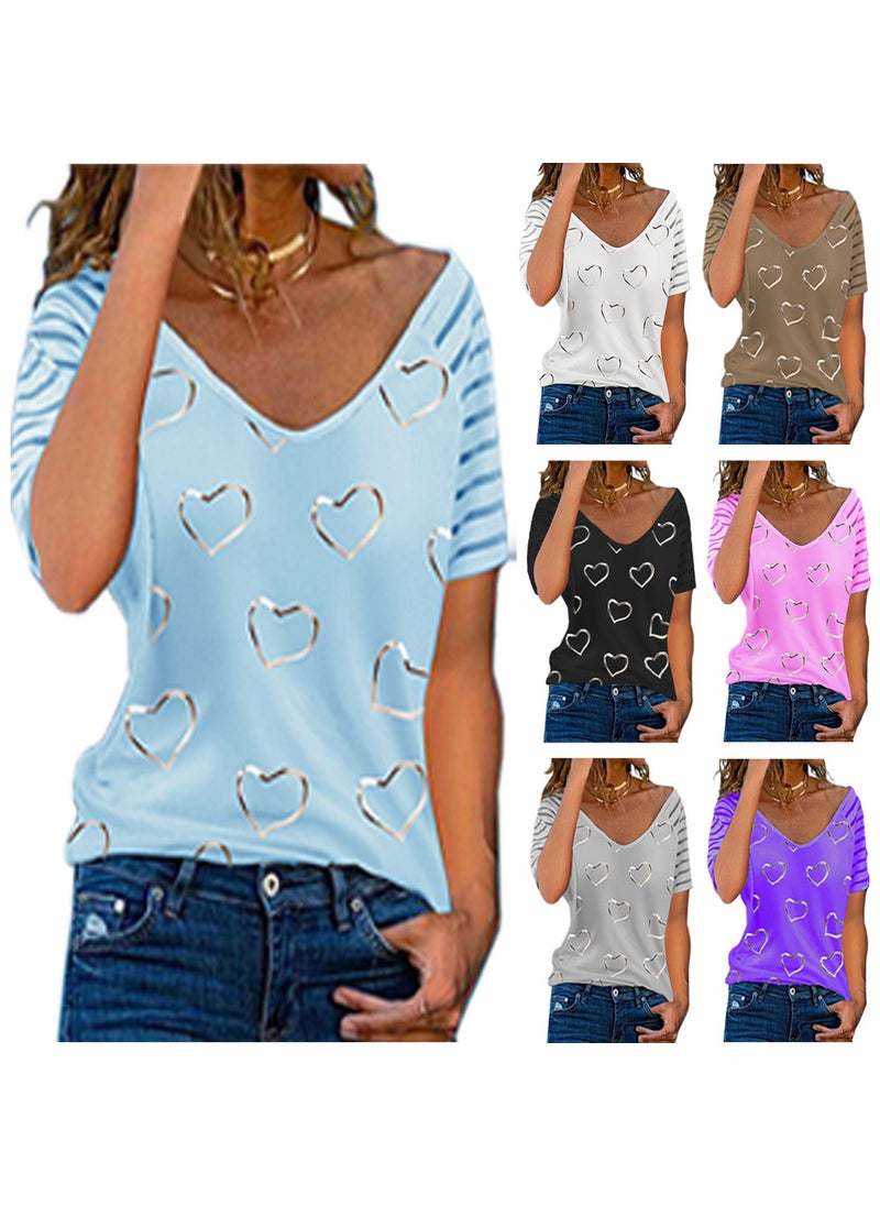 Generic - 2022 Plus Size Womens Love Print Tee White - Image 1