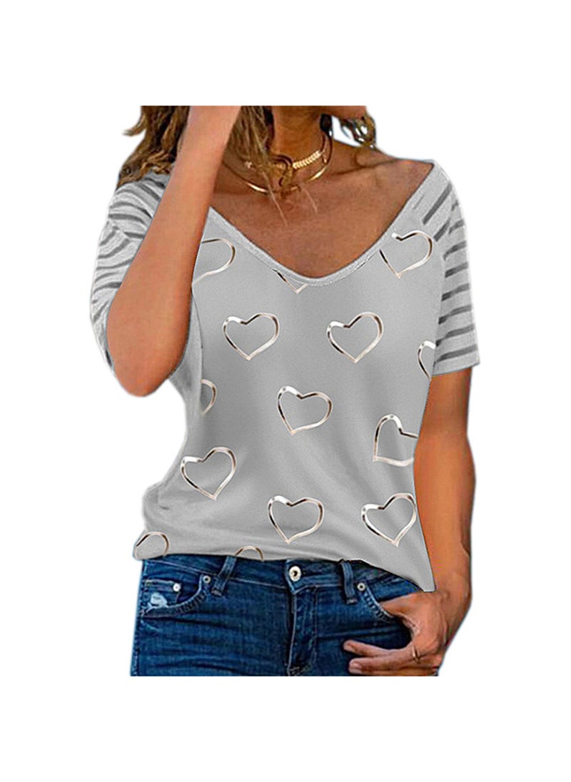 Generic - 2022 Plus Size Womens Love Print Tee White - Image 1