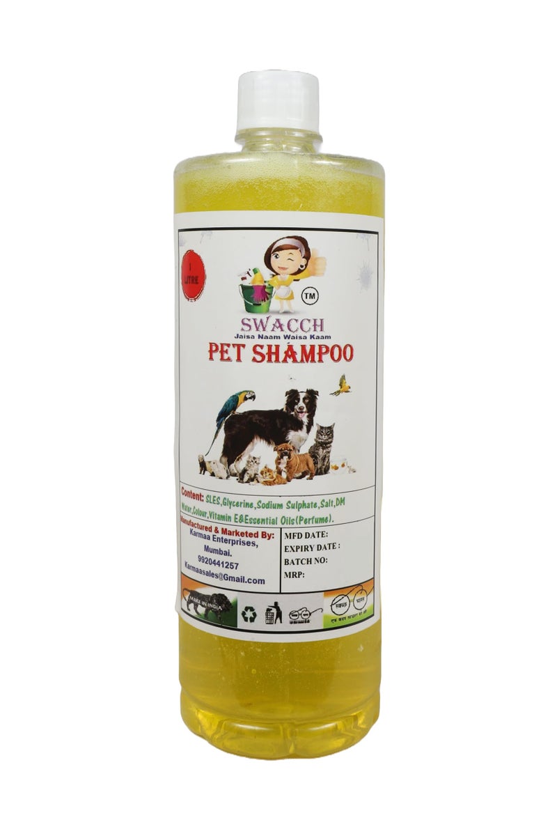 swacch Shampoo | Puppy Safe Shampoo | PH Balanced | Pet Shampoo 1 Litre Lemon + | Rubber Bath Brush with Adjustable Straps | Pet Massage | Soothing Bristles Hand Brush I Combo Pack - Image 1