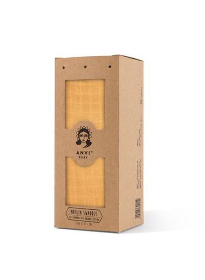 Anvi Baby Organic Bamboo Muslin Swaddle Wrap- Mustard Fields - Image 2