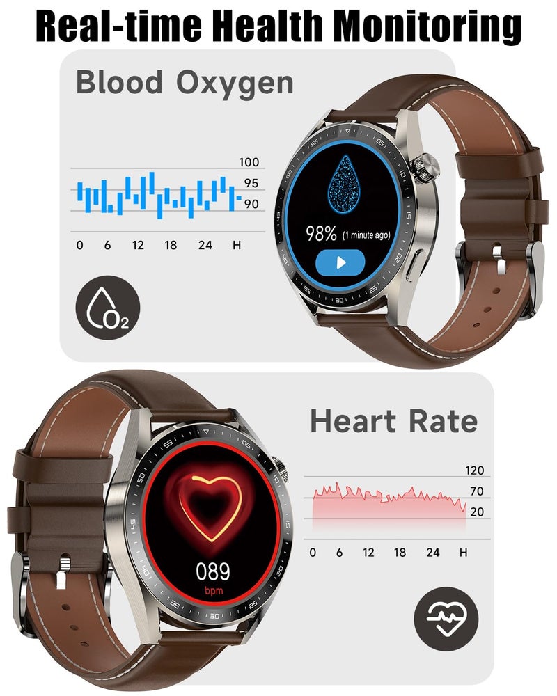 aigo Smart Watch for Men Women,Bluetooth Calling,11+ Exercise Modes,Health Fitness Tracker with Heart Rate, Blood Oxygen Monitoring,IP68 Waterproof Watches for iOS Android(Dual Straps) - Image 2