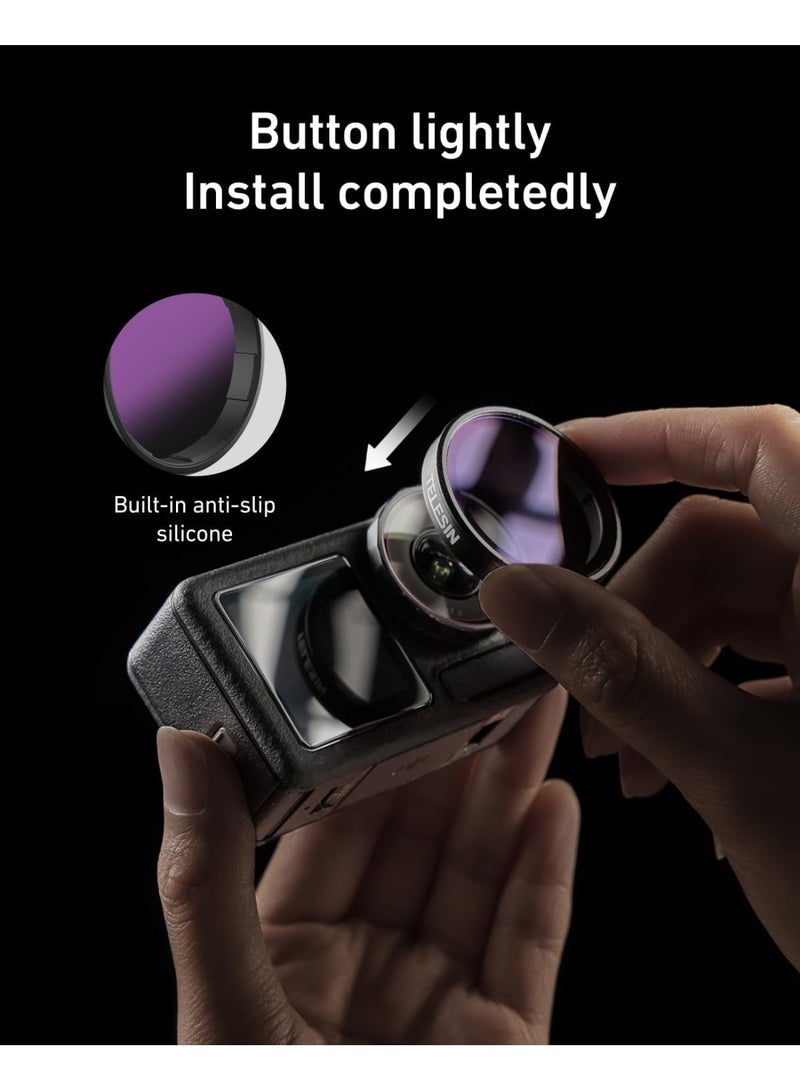 تيليسن مجموعة فلاتر عدسات ND CPL لكاميرات DJI Action 5 Pro Action 4 Action 3، عبوة من 4 قطع CPL ND32 ND16 ND8 فلتر عالي الكثافة مستقطب محايد الكثافة، غطاء حماية للعدسات لكاميرا DJI Osmo Action - Image 5