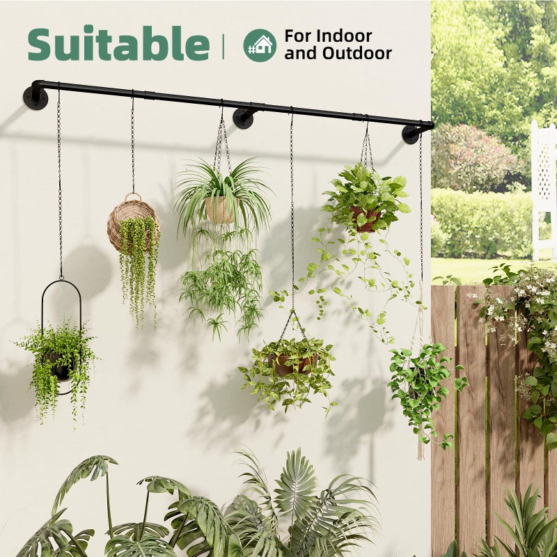 Galood Plant Hanger Indoor with 6 Hanging Chains Hanging Planters for Indoor Plants Hanging Plant Holder Window Plants Rod Black Metal Shelves(70.8 Inch Pot not Included - Image 4