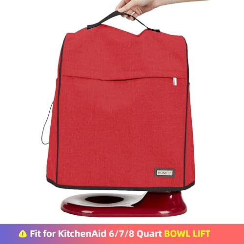 HOMEST Stand Mixer Cover Compatible with KitchenAid 6/7/8 Quart Bowl Lift，Dust Cover with Zipper Pocket for Accessories, Red (Patent Design) - Image 2