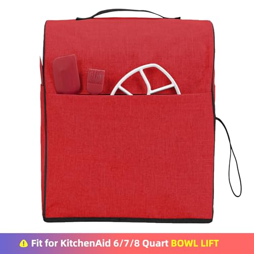 HOMEST Stand Mixer Cover Compatible with KitchenAid 6/7/8 Quart Bowl Lift，Dust Cover with Zipper Pocket for Accessories, Red (Patent Design) - Image 4