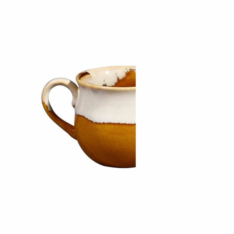Caffeine Ceramic Handmade Mustard White Studio Tea Cups Set of 4 pcs - Image 2