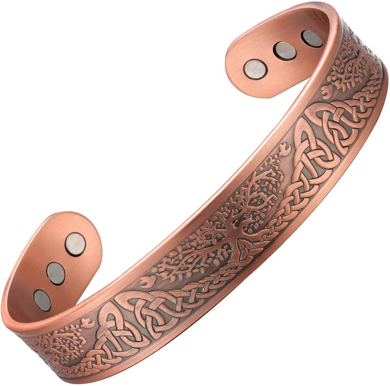 MagEnergy MagEnergy Copper Bracelet For Men Women, Tree of Life 99.99% Pure Copper Magnetic Bracelets,7.3''Adjustable Cuff Bangle Jewelry Gift 