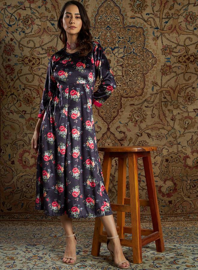 SASSAFRAS Floral Print Midi Dress  - Image 1