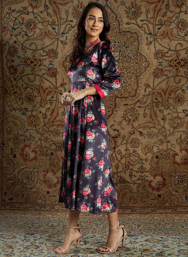 SASSAFRAS Floral Print Midi Dress  - Image 3