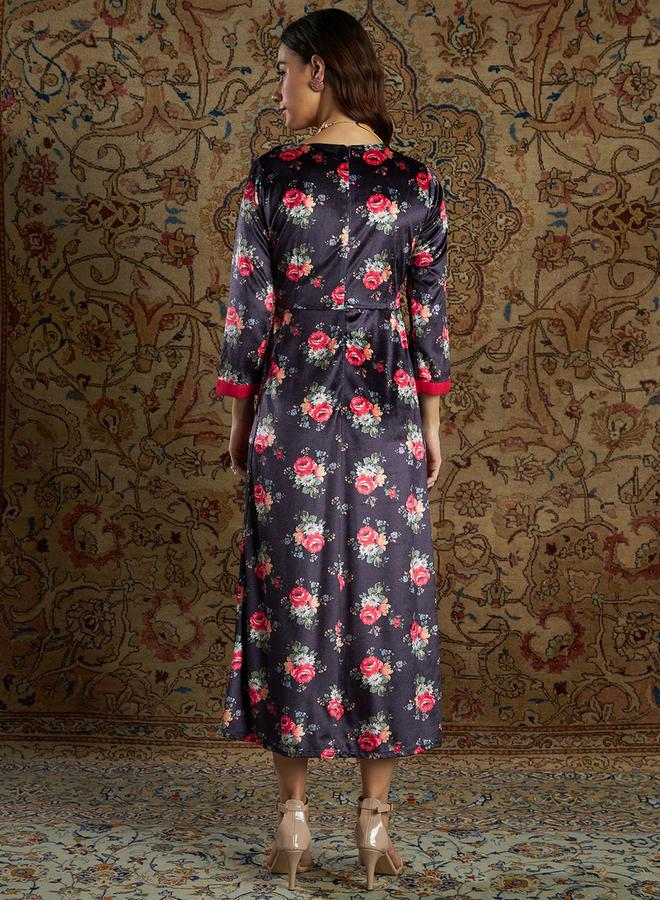 SASSAFRAS Floral Print Midi Dress  - Image 5