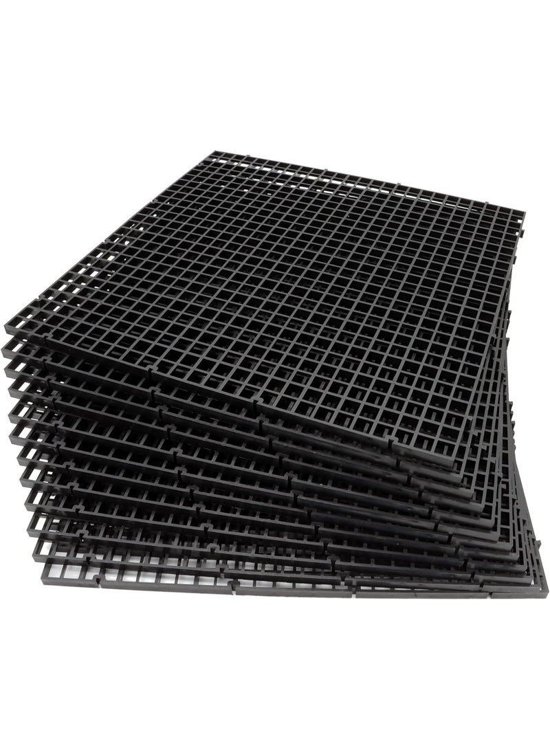 12 جهاز كمبيوتر شخصي حوض السمك خزان مقسم البلاستيك بيضة صندوق حوض السمك فلتر أسفل علبة شبكة عزل مجلس القسم شبكة الجدول الفاصل (L 12pcs الأسود) - Image 1