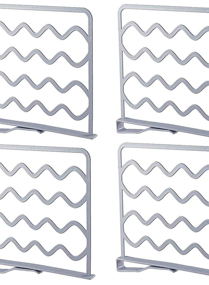 Practical Shelf Dividers, 4 Pieces Wardrobe Partition Shelves in Grey, Space-Saving Wardrobe Storage Solution and Towel Rack for Organizing - Image 2