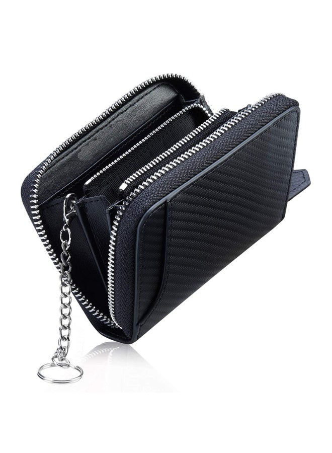 Mark Fairwhale New Leather Carbon Fiber Short Cowhide Zipper Coin Purse 