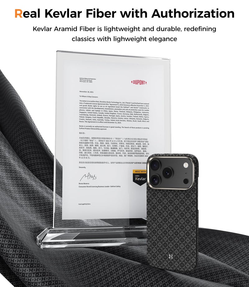 BENKS for iPhone 17 Pro Max Case, Compatible with Magsafe, ArmorGrid ArmorAir Ultra Slim & Lightweight Minimalist Case Built with Dupont Kevlar, Obsidian Black - Image 2